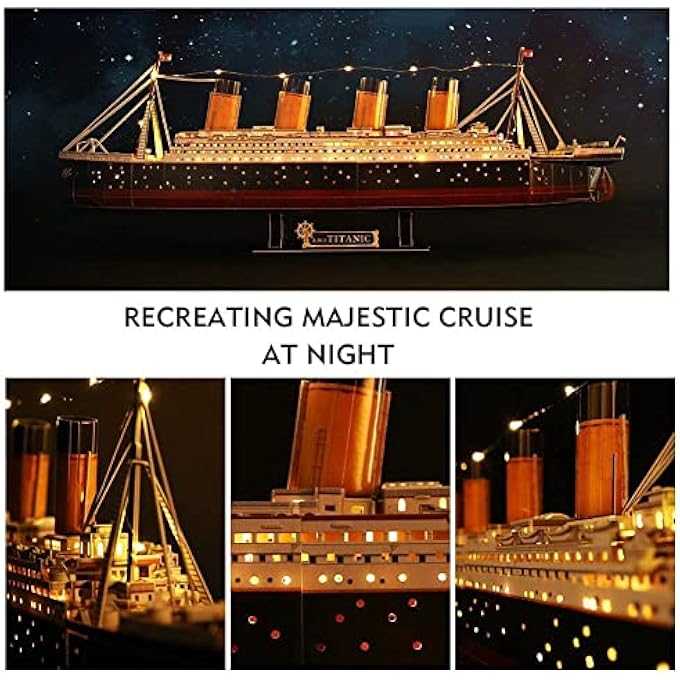 TITANIC 3D LED PUZZLE 88CM - 266-PIECE MODEL BOAT KIT FOR ADULTS AND TEENS - IDEAL FOR BIRTHDAYS, CHRISTMAS, AND - Image 3